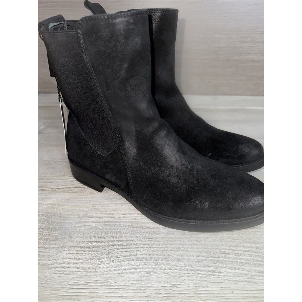 EMANUELE CRASTO Women Black Suede Chelsea Boots Made in Italy Modern Size 8/39